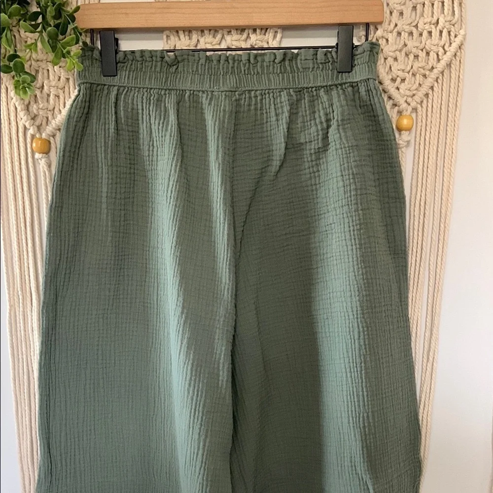 AERIE Pool To Party Wide Leg Gauzy Pants Green Size XL - Picture 9 of 14